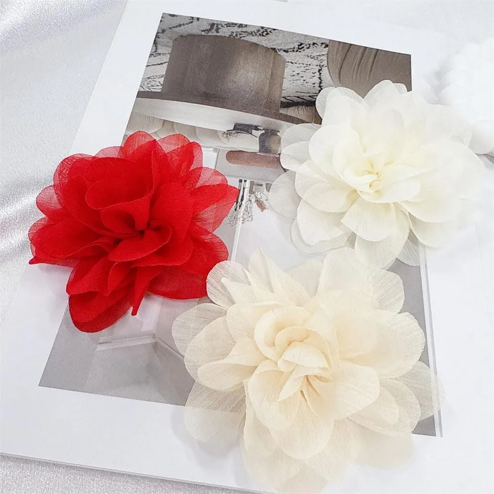 100mm Flower Brooches for Women Extra Large Rose Satin Fabric Lapel Pin Dainty Satin Fabric Brooch Big Camellia Flowers for Wedding Party Dance Clothes Accessories Jewelry for Banquet Ceremony