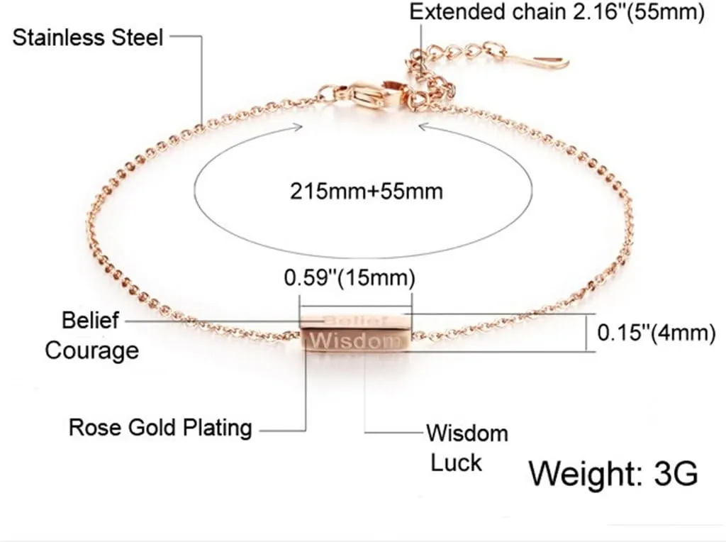 Aienid Stainless Steel 18k Rose Gold Plated for Her Branch with Pendant Anklet Foot Chain Rolo