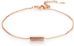 Aienid Stainless Steel 18k Rose Gold Plated for Her Branch with Pendant Anklet Foot Chain Rolo