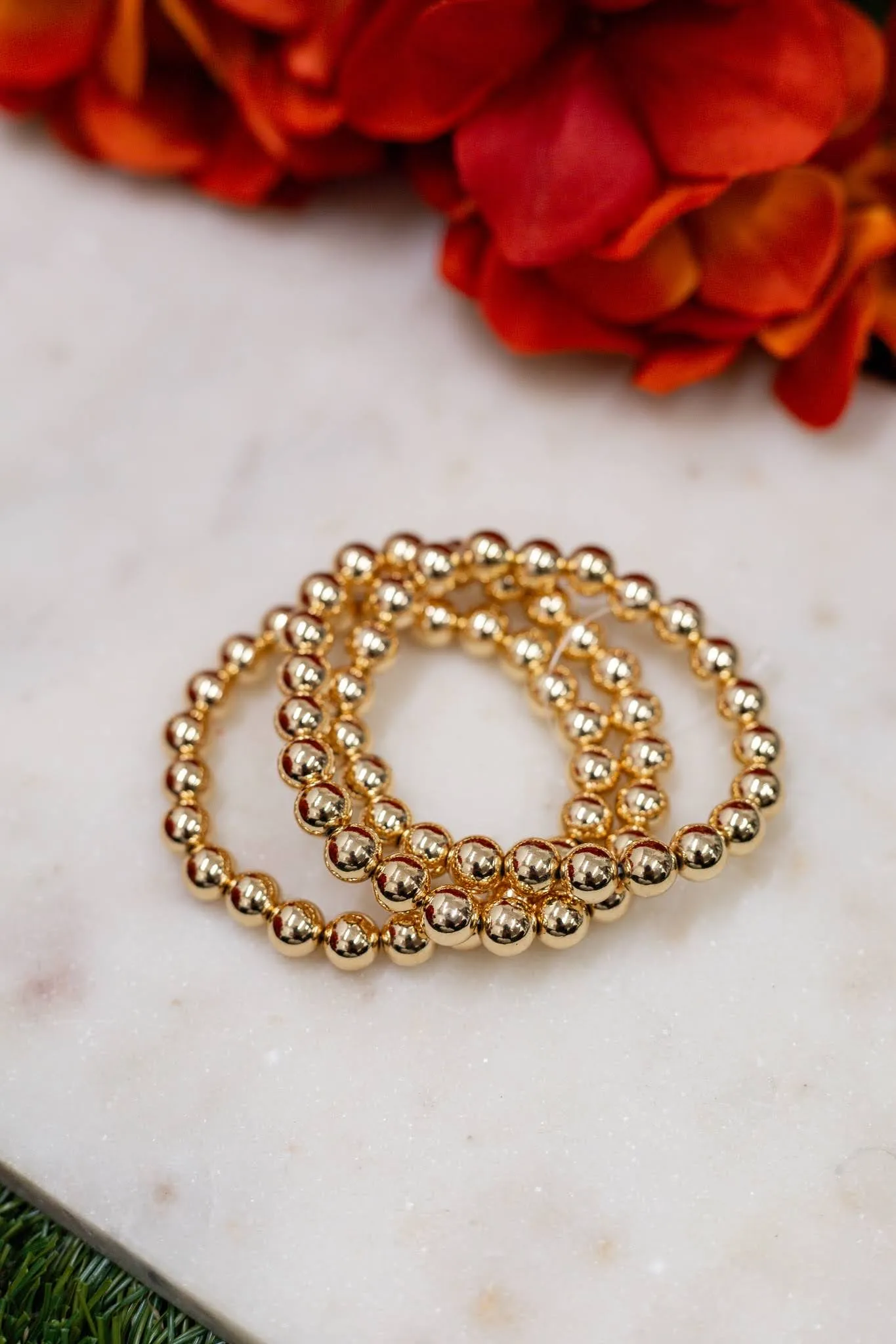 At Your Best Beaded Bracelet Set - Gold