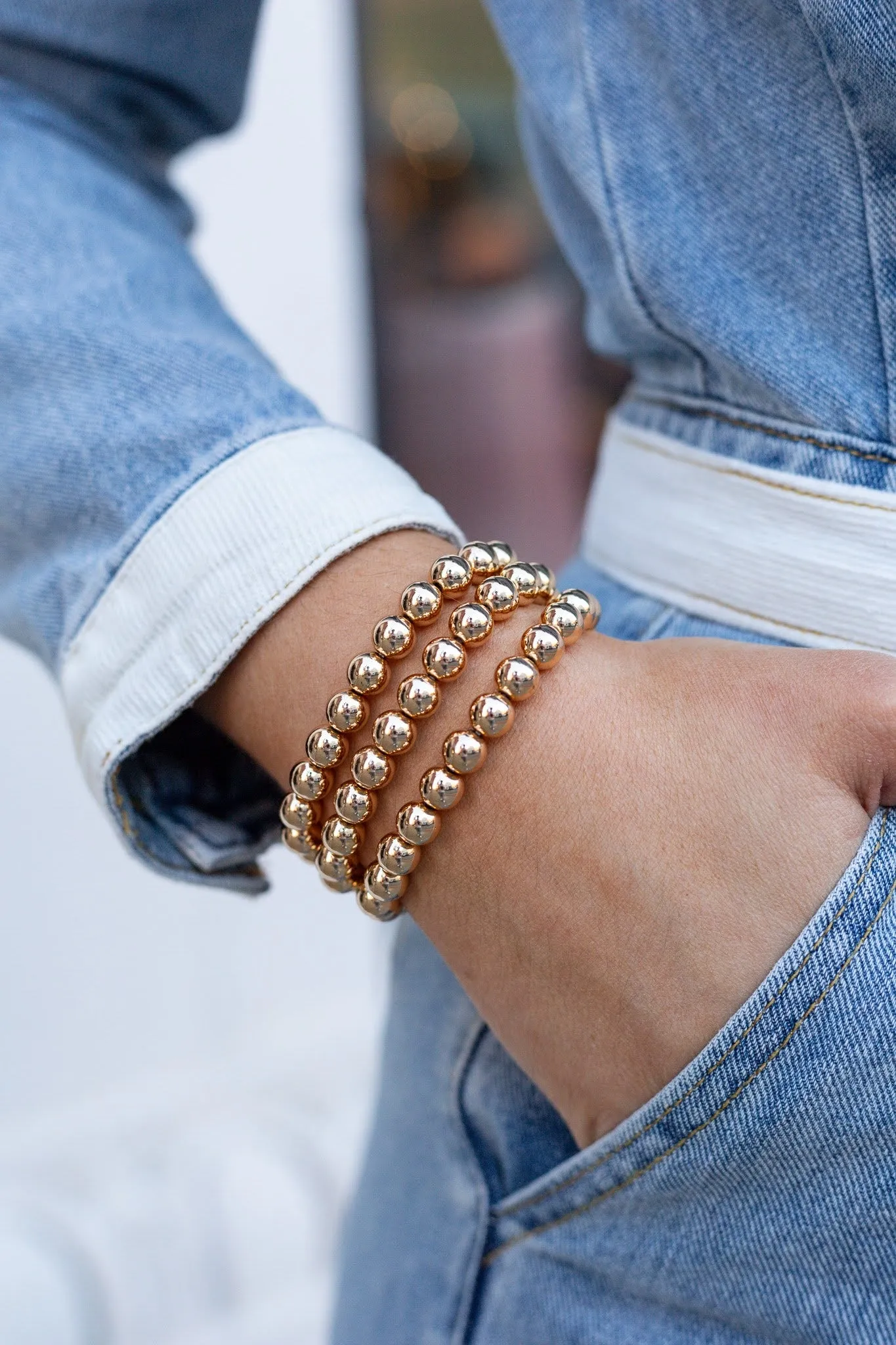 At Your Best Beaded Bracelet Set - Gold