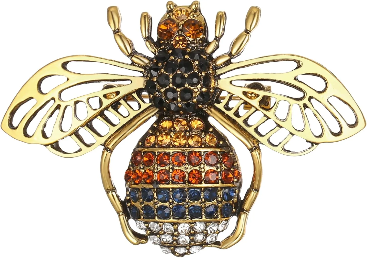 BriLove Vintage Inspired Insect Themed Animal Crystal Enamel Bee Brooches for Women Yellow Gold-Toned