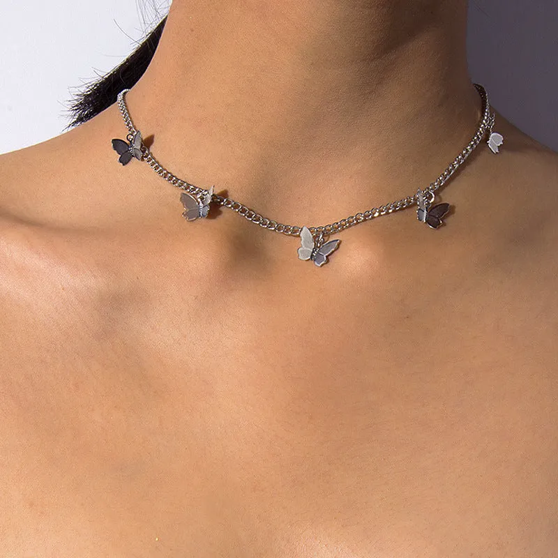 Butterfly Necklace Pendant Charm Female Chokers Clavicle Chocker Butterfly Choker Necklace for Women Girl Gift