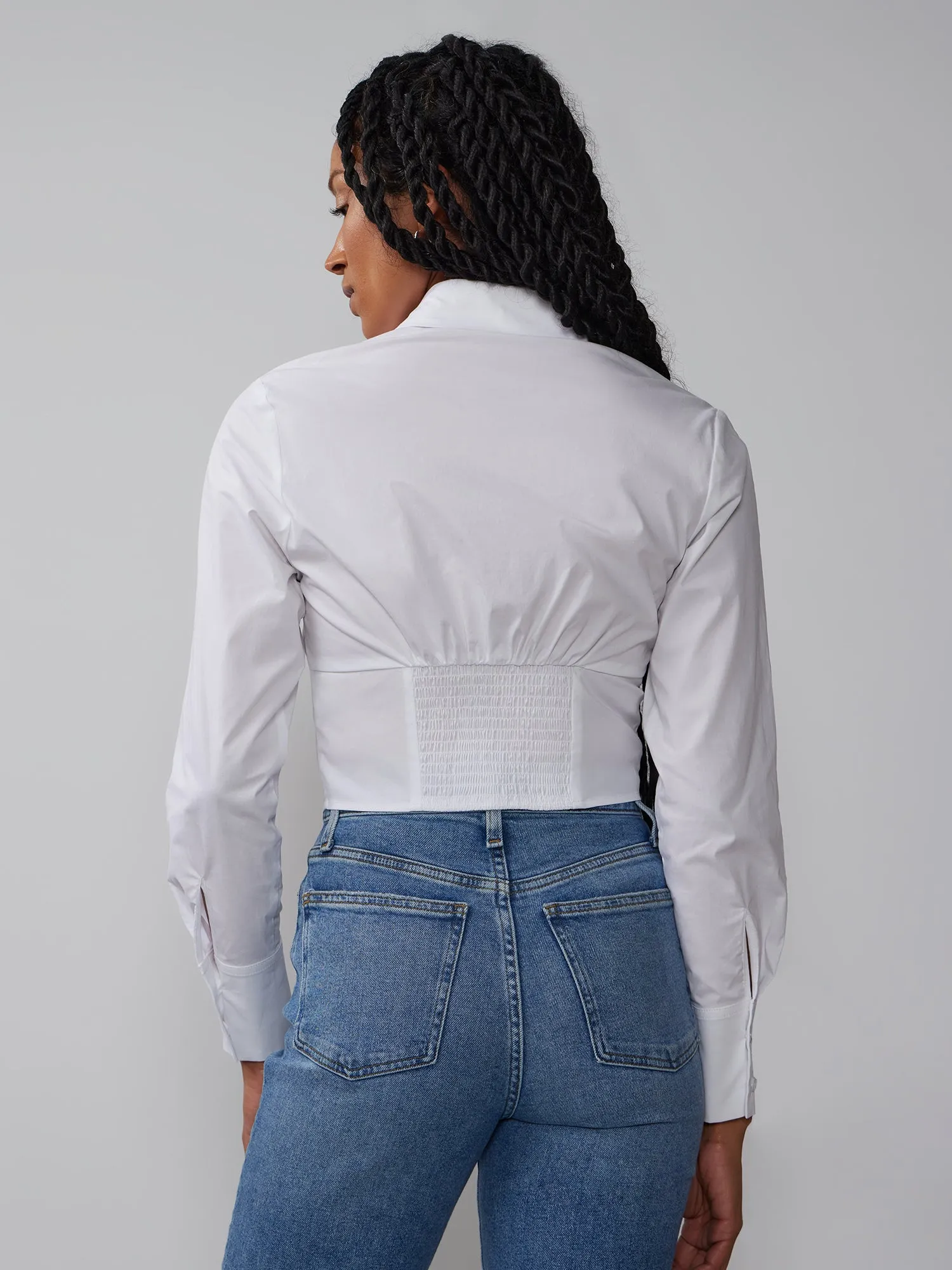 Corset Waist Button Down Shirt