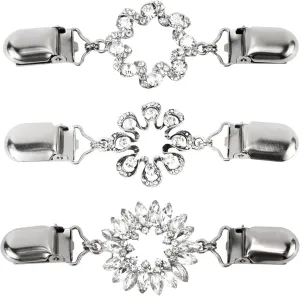 CUBACO 3PCS Cinch Clip Brooches and Pins for Women, Vintage Tiaras Sweater Clips Dress Clips Shirt Cinch Clip Tighten Clothing Pins