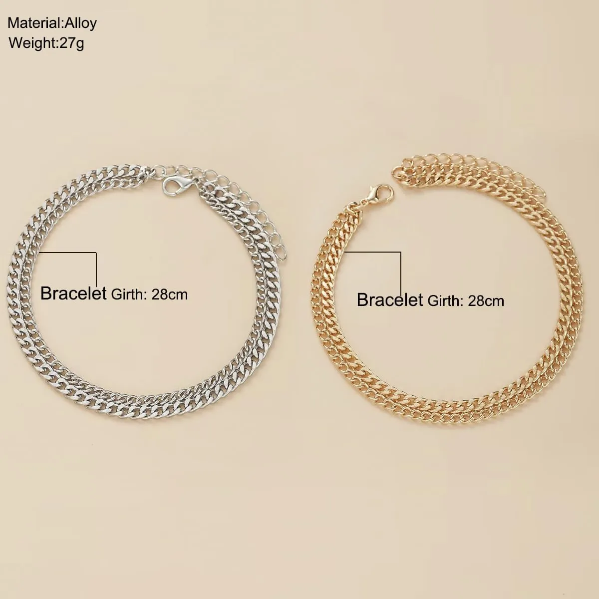 Cuban Link Anklets Gold Silver Ankle Bracelets Hip Hop Layered Paperclip Chain Anklets Set Adjustable Braided Chain Anklet for Women