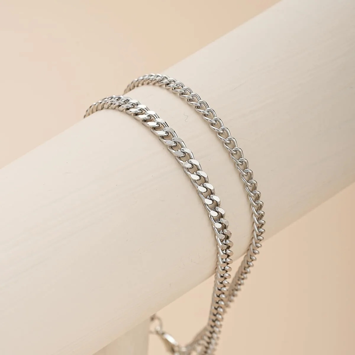 Cuban Link Anklets Gold Silver Ankle Bracelets Hip Hop Layered Paperclip Chain Anklets Set Adjustable Braided Chain Anklet for Women