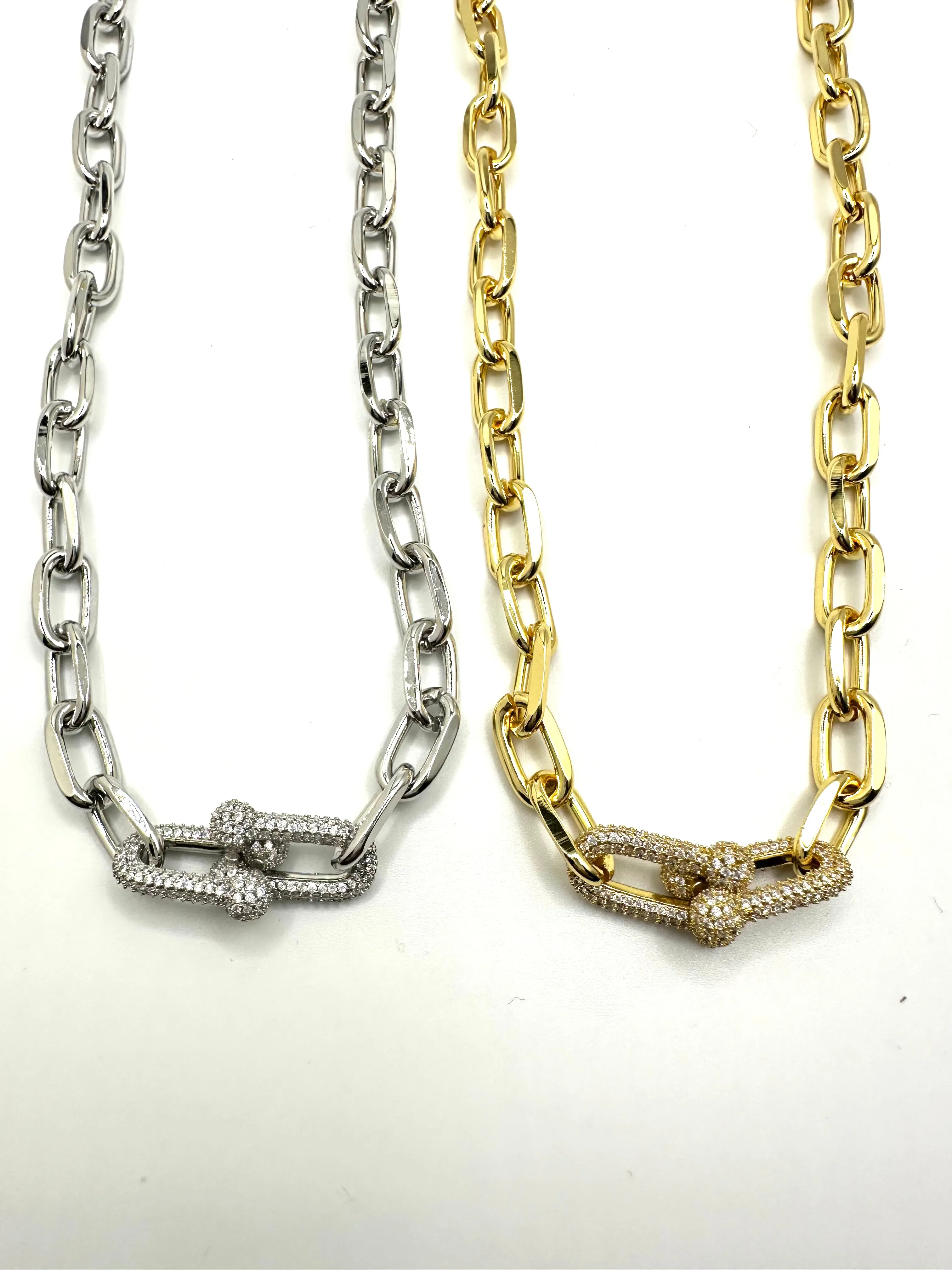 CZ Intertwined Link Necklace