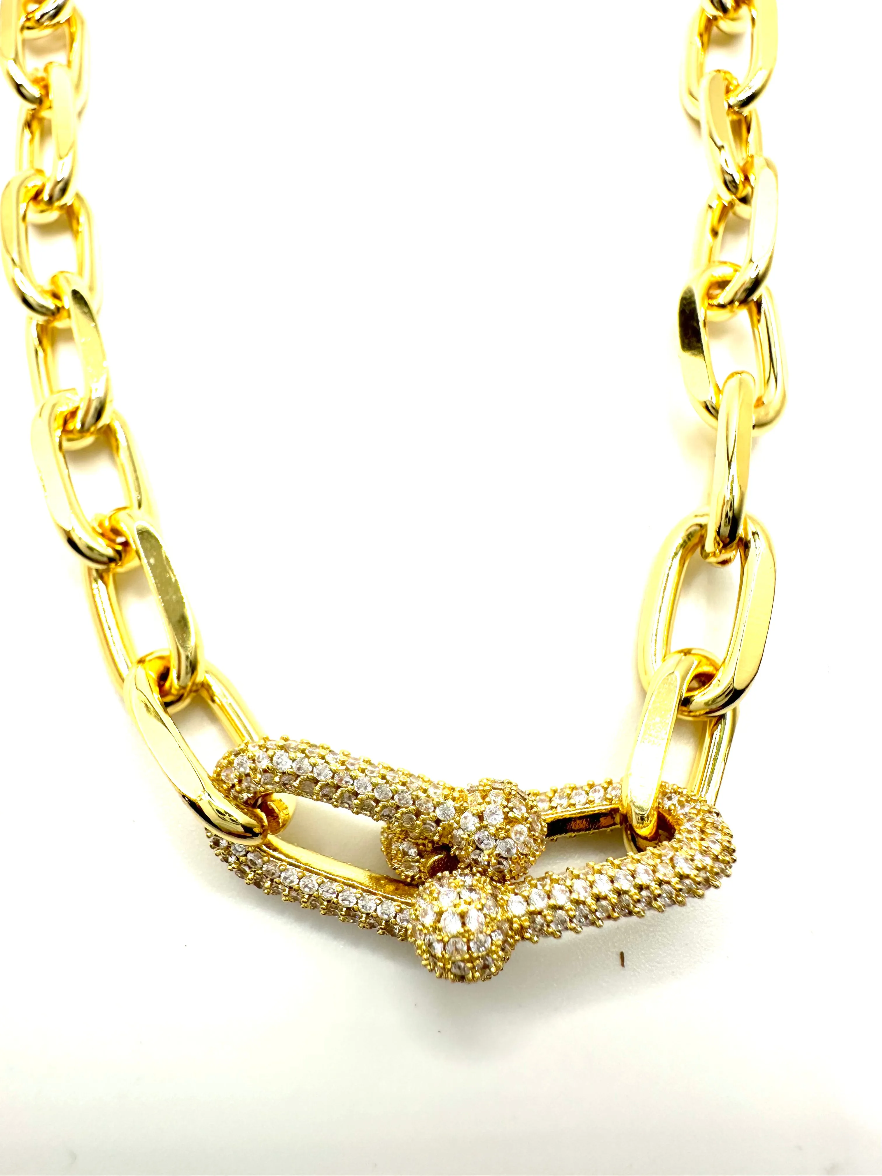 CZ Intertwined Link Necklace