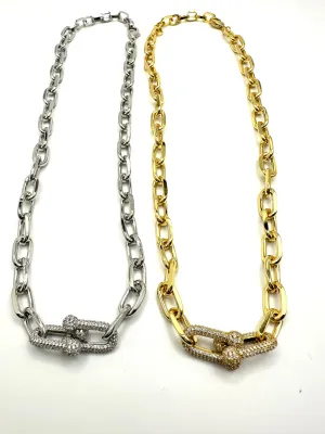 CZ Intertwined Link Necklace
