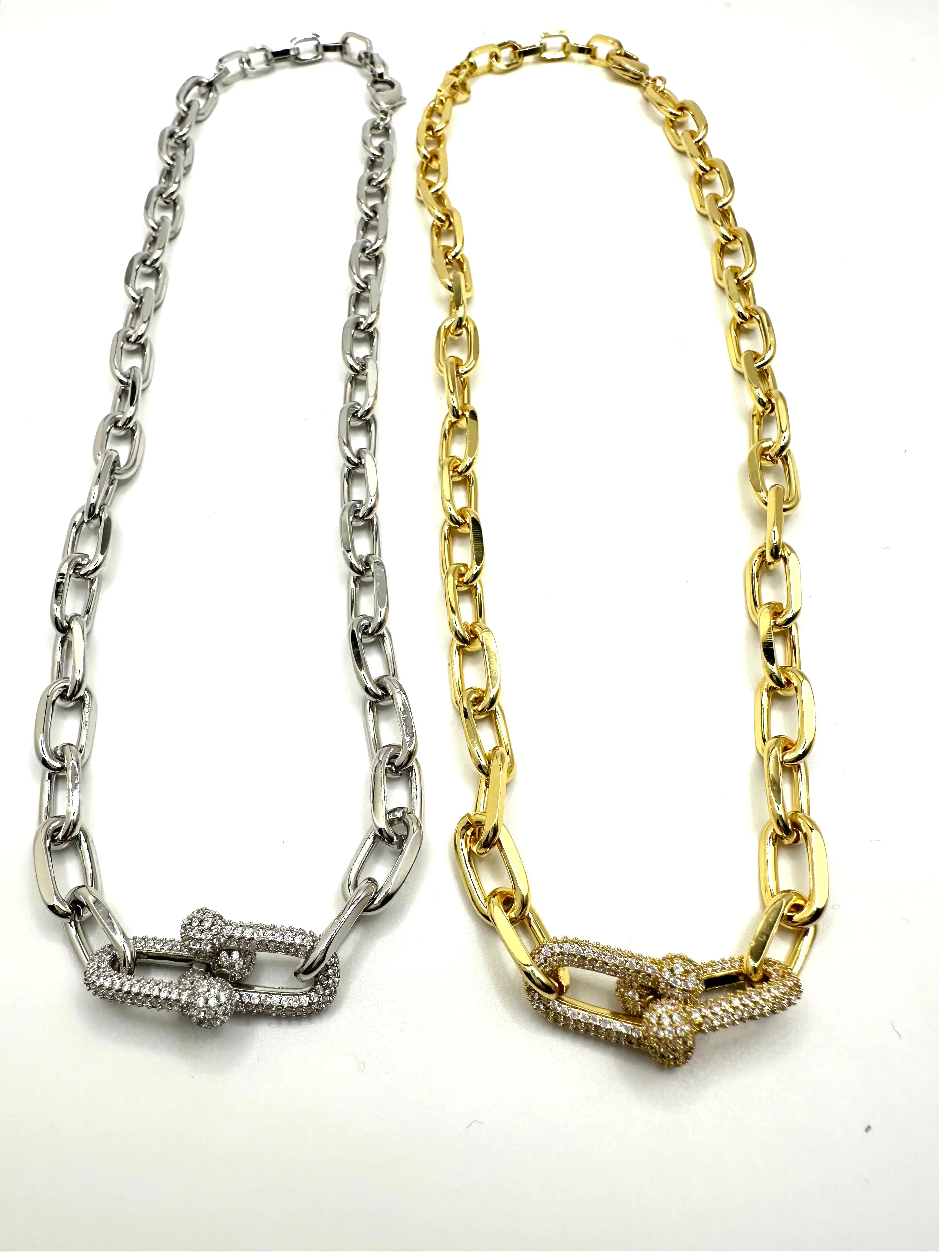 CZ Intertwined Link Necklace