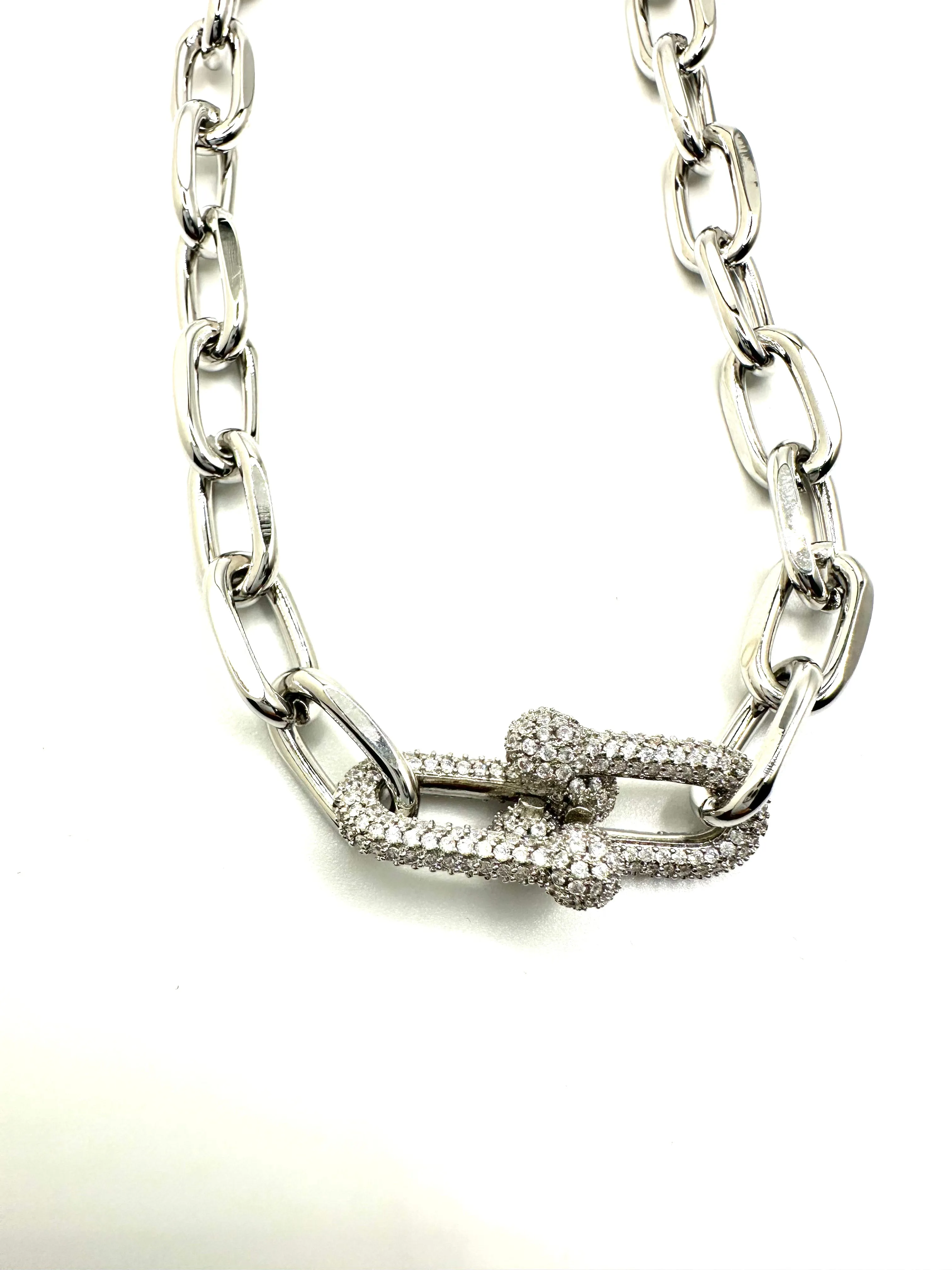 CZ Intertwined Link Necklace