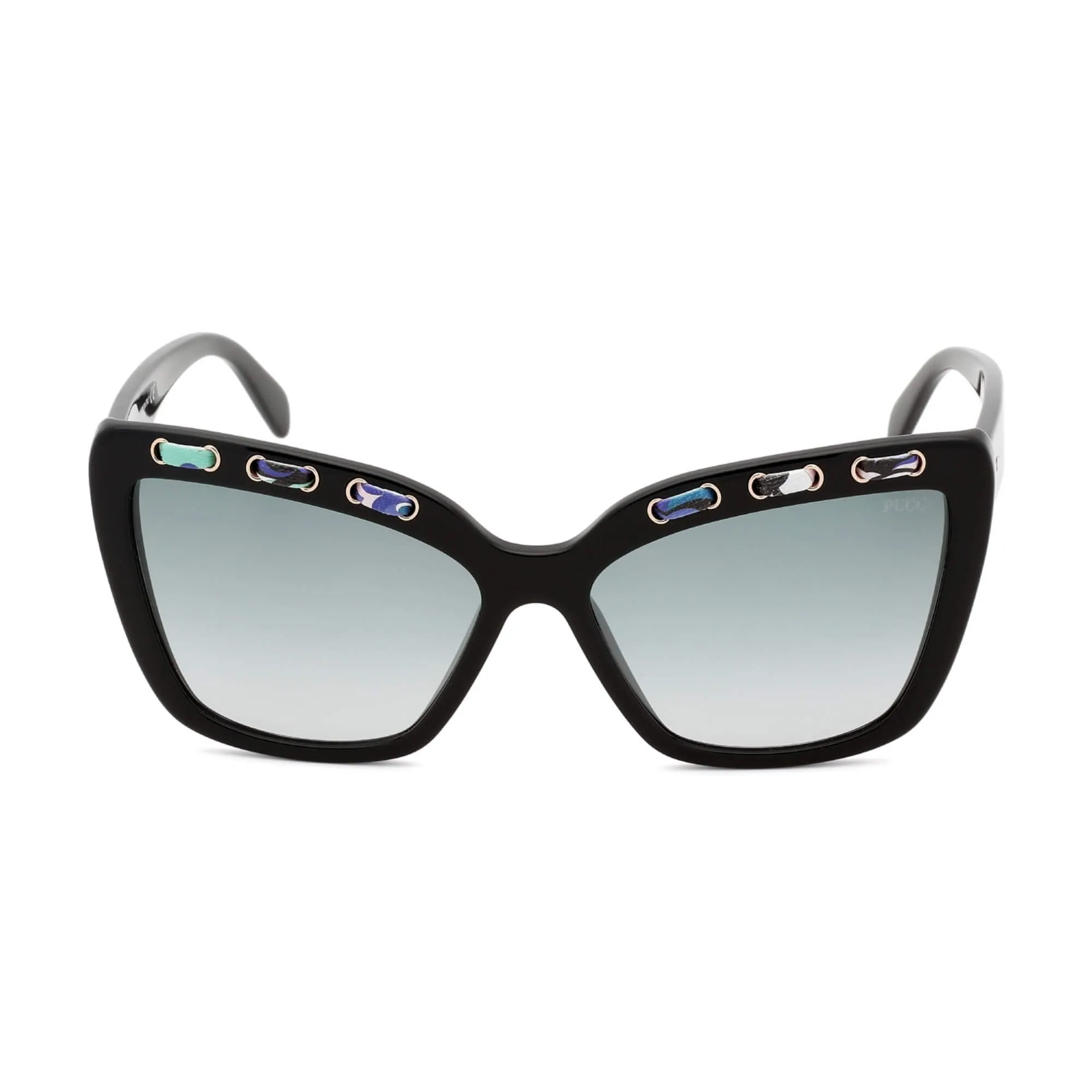 Emilio Pucci Women's Sunglasses - Full Rim Shiny Black Cat Eye Frame | EP0101 01W