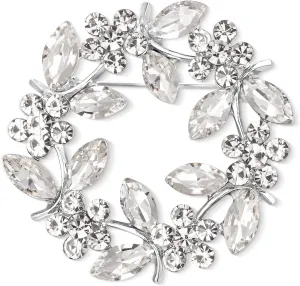 EVER FAITH Austrian Crystal Flower Wreath Brooches Pin, Vintage Inspired Hollow Garland Brooch Clip for Women