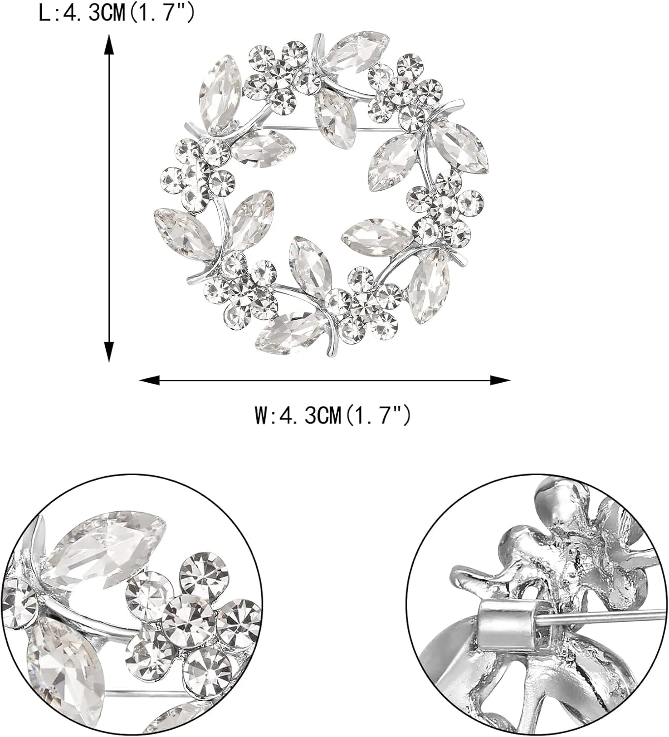 EVER FAITH Austrian Crystal Flower Wreath Brooches Pin, Vintage Inspired Hollow Garland Brooch Clip for Women