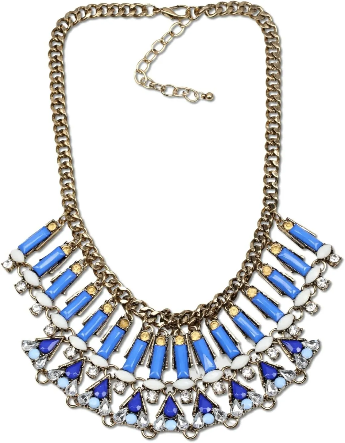 Fashion Chunky Vintage Chain Necklace Big Acrylic Crystal Pendant Statement Necklaces for Women Jewelry
