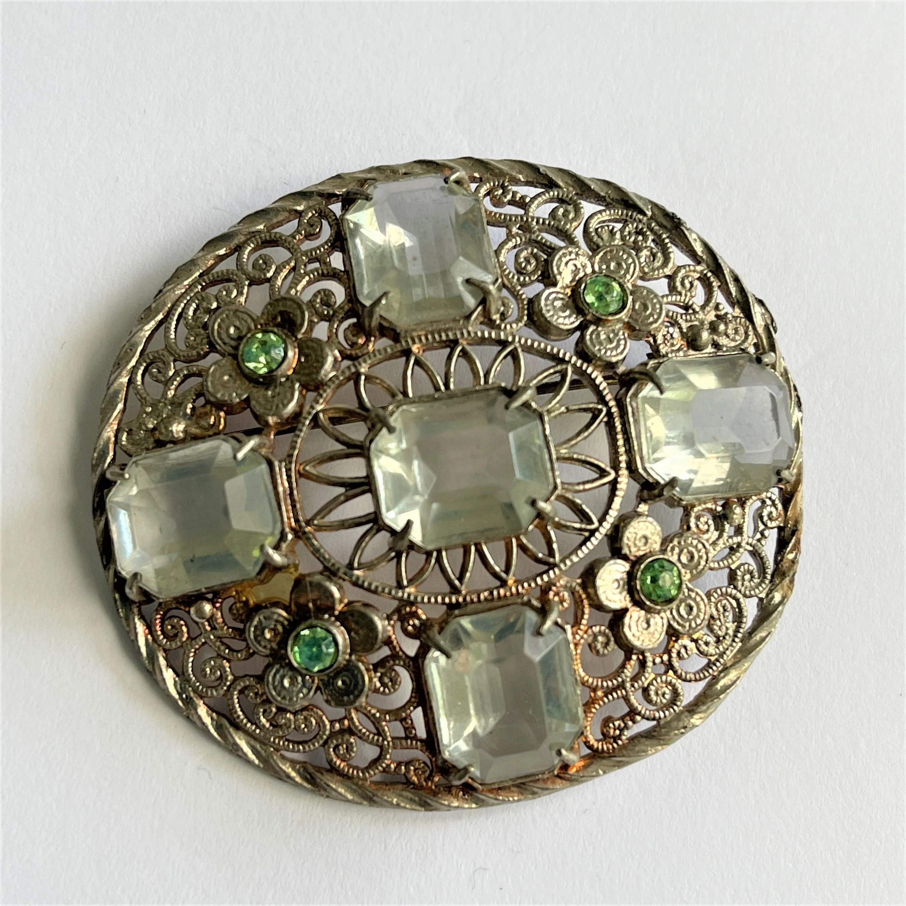 Filigree Rhinestone Vintage Brooch