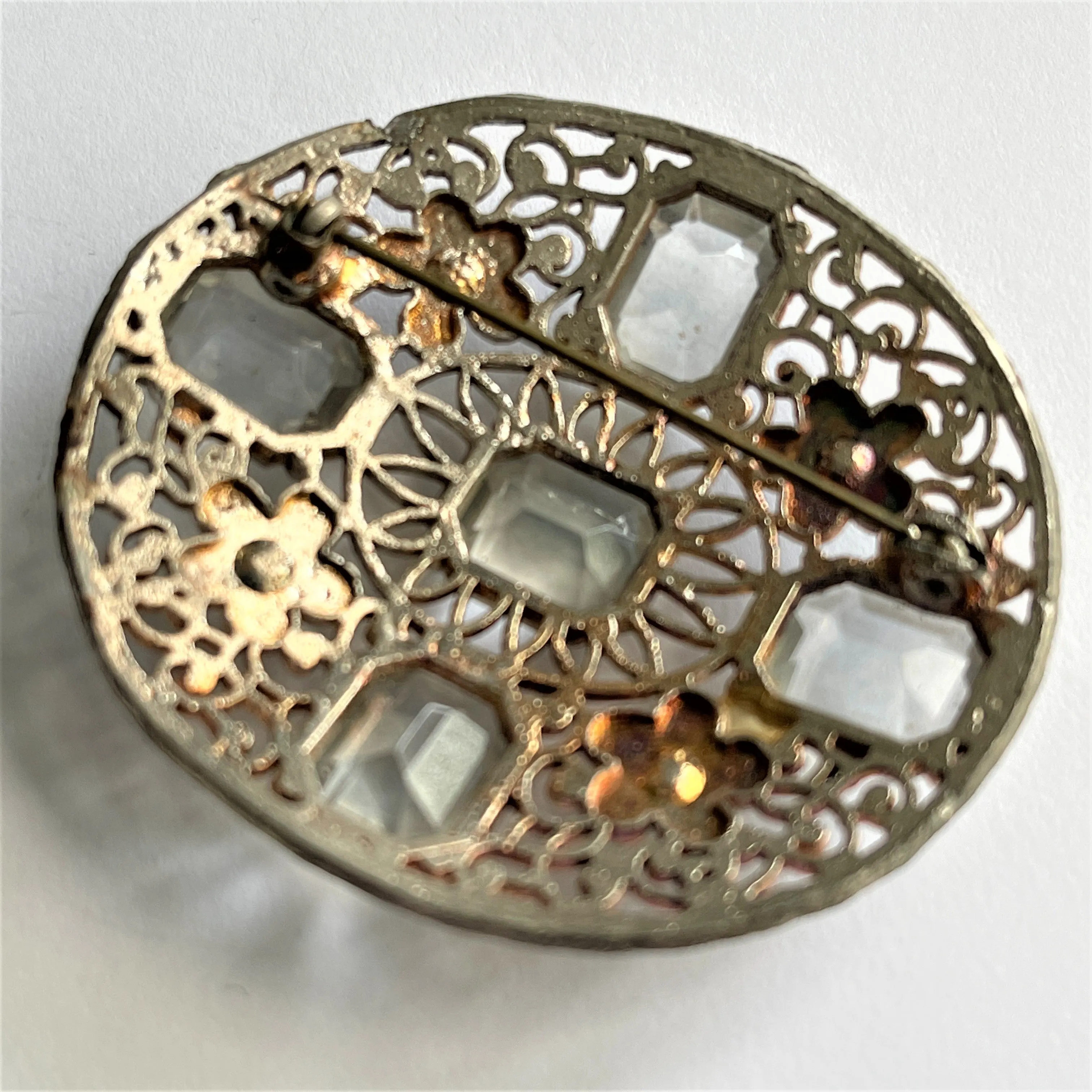 Filigree Rhinestone Vintage Brooch