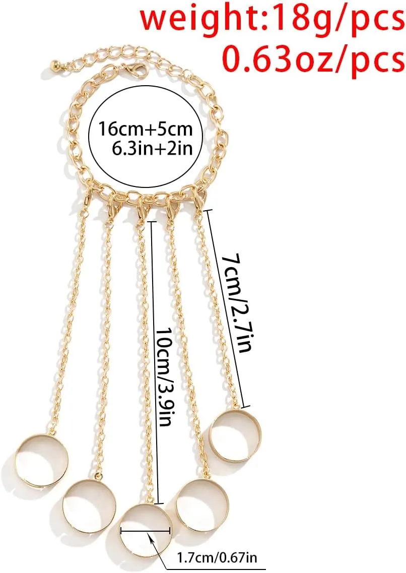 Fuqimanman2020 Punk Adjustable Chain Finger Rings Bracelet Hand Harness Layered Stackable Gothic Cool Statement Cosplay Biker Jewelry for Women Men