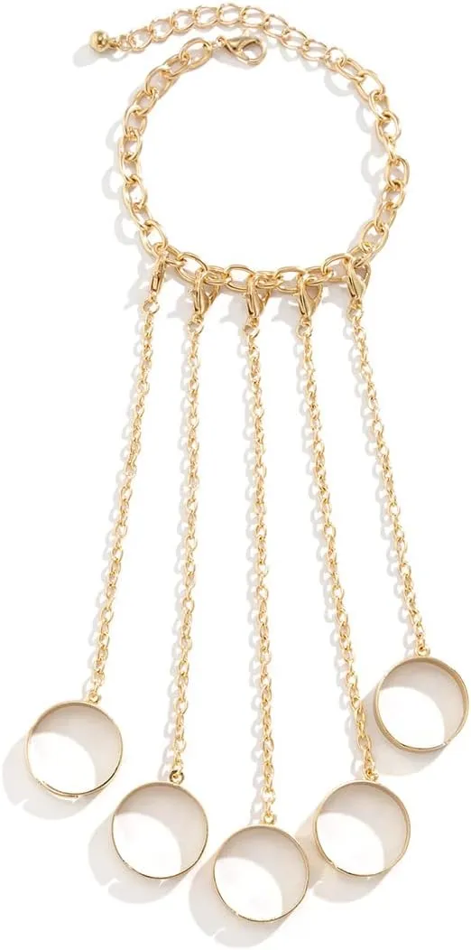 Fuqimanman2020 Punk Adjustable Chain Finger Rings Bracelet Hand Harness Layered Stackable Gothic Cool Statement Cosplay Biker Jewelry for Women Men