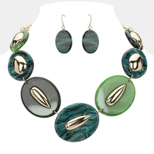 iLLASPARKZ Celluloid Acetate Metal Oval Link Statement Necklace