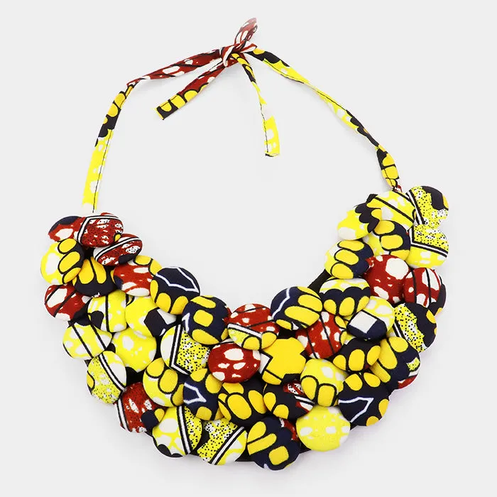 iLLASPARKZ Fabric Covered Button Cluster Collar Statement Necklace
