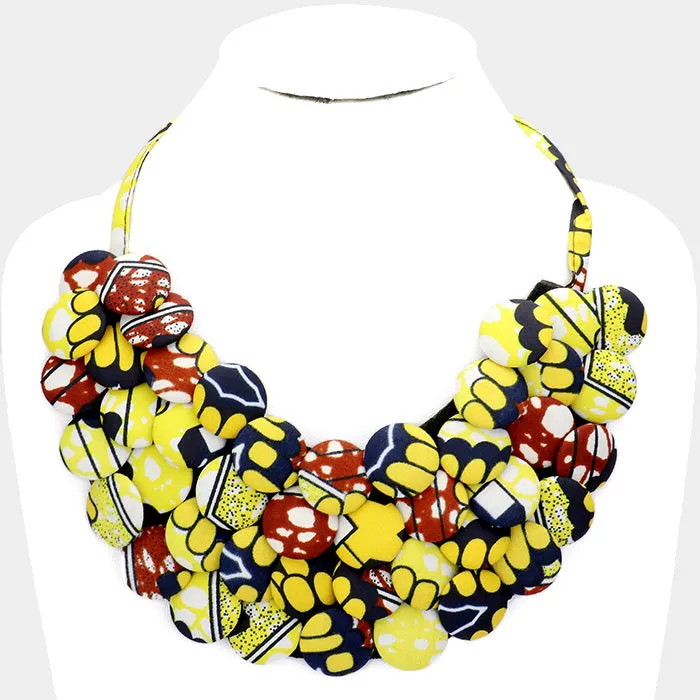 iLLASPARKZ Fabric Covered Button Cluster Collar Statement Necklace