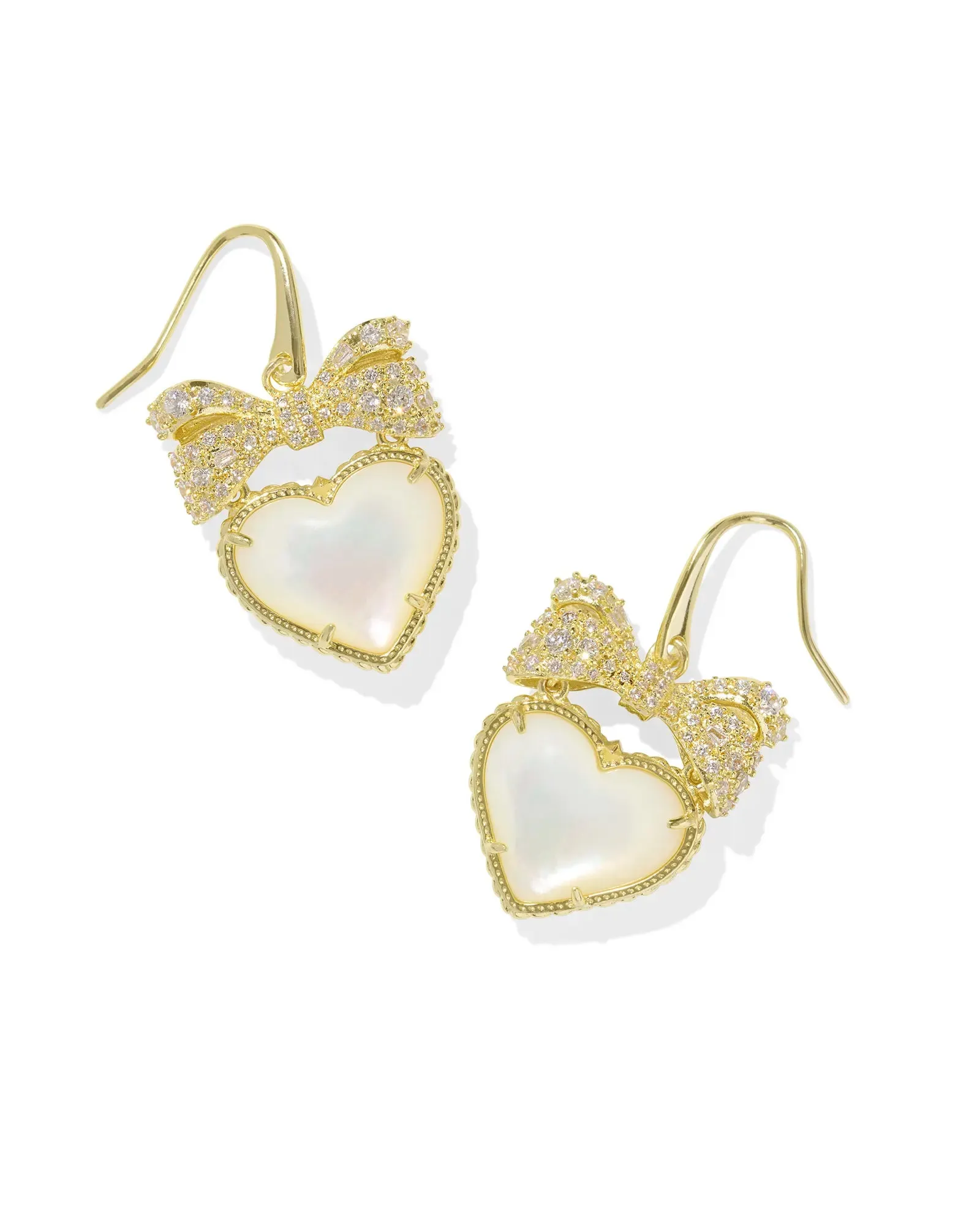 Kendra Scott Haisley Heart Drop Earrings Gold Ivory Mother Of Pearl