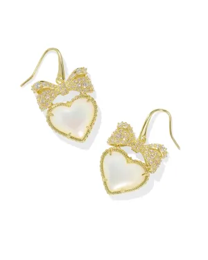Kendra Scott Haisley Heart Drop Earrings Gold Ivory Mother Of Pearl