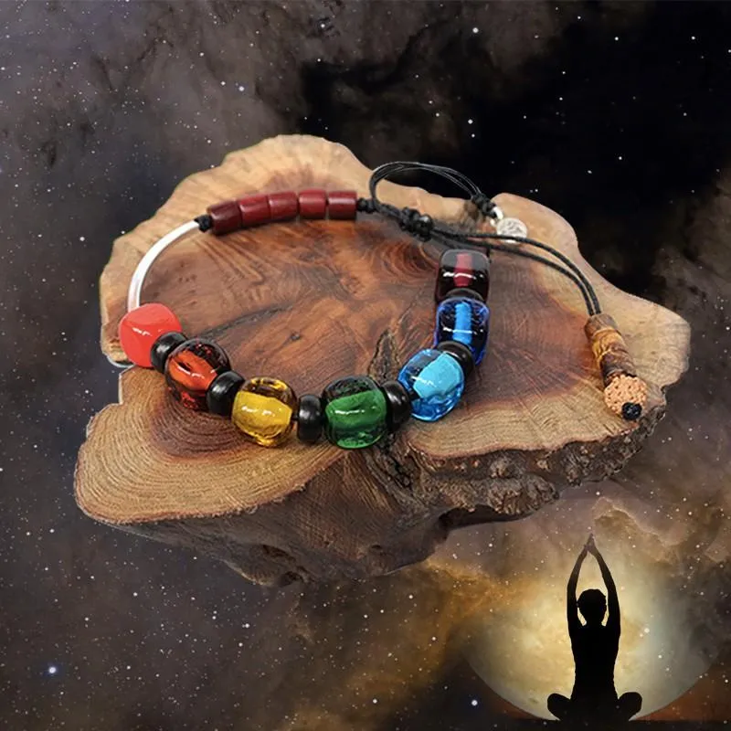 Lampwork &amp Silver Seven Chakra Yoga Bracelet