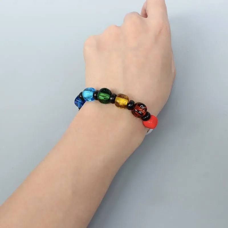 Lampwork &amp Silver Seven Chakra Yoga Bracelet