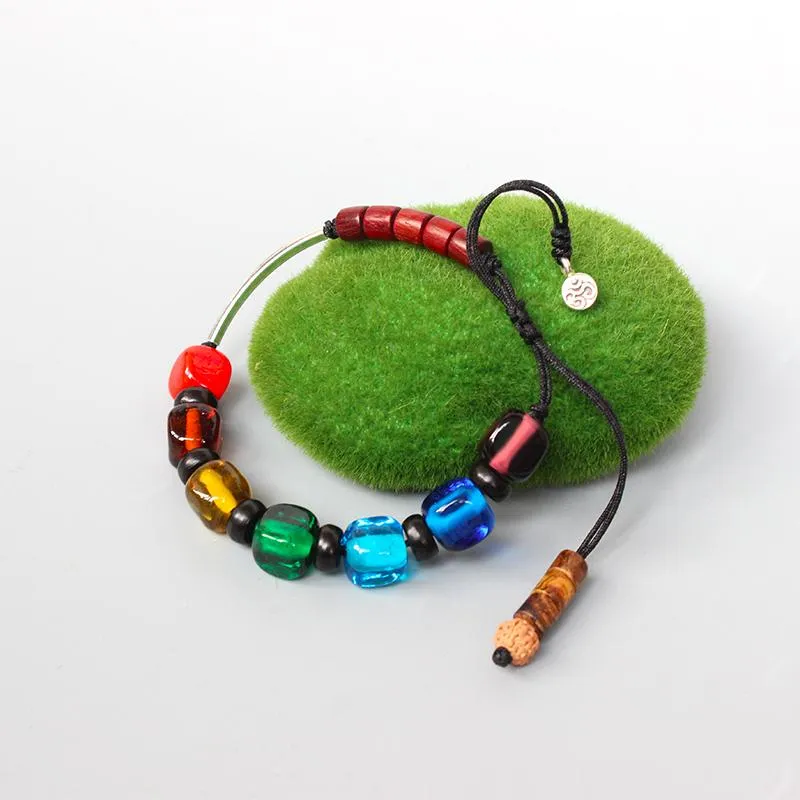 Lampwork &amp Silver Seven Chakra Yoga Bracelet