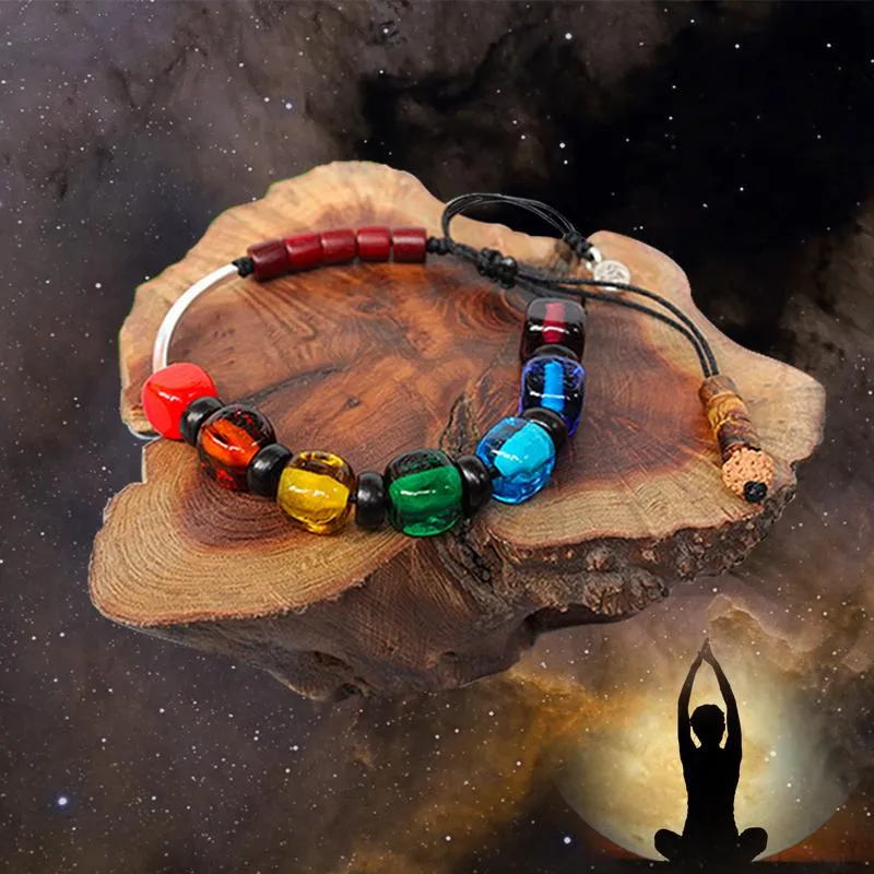 Lampwork &amp Silver Seven Chakra Yoga Bracelet