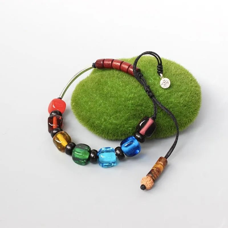 Lampwork &amp Silver Seven Chakra Yoga Bracelet
