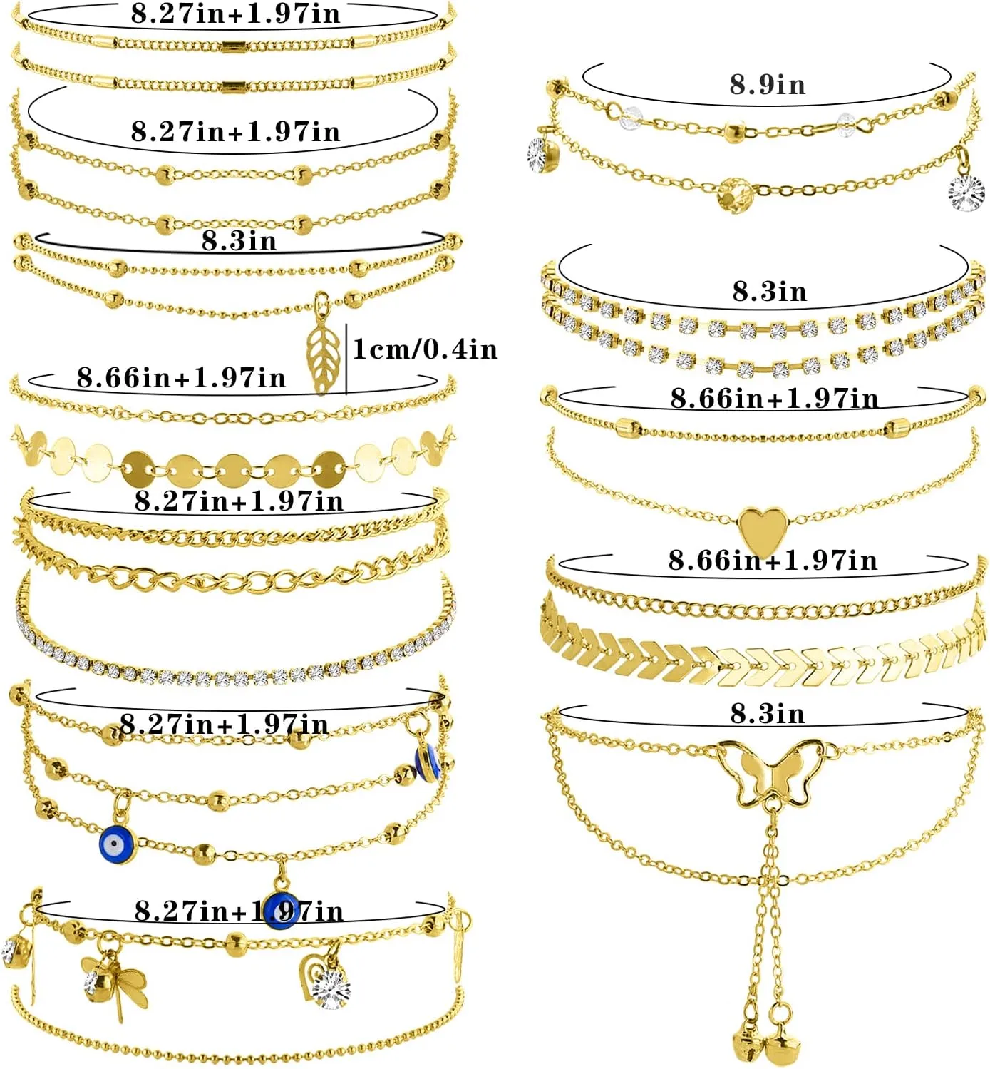 NEWITIN 13 Pieces Woven Silver Ankle Bracelets for Women Adjustable Anklet Boho Beach Anklets Handmade Anklets Set Summer Beach Foot Chain Jewelry for Women