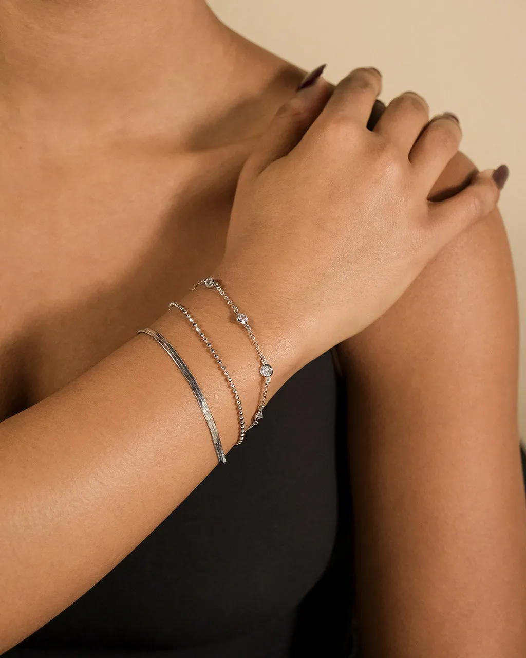 Paisley CZ & Layered Chain Bracelet