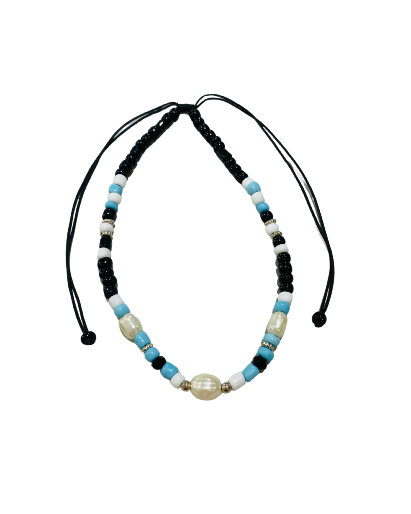 Pearl with Blue/Black/White Bead Anklets - Pack 10