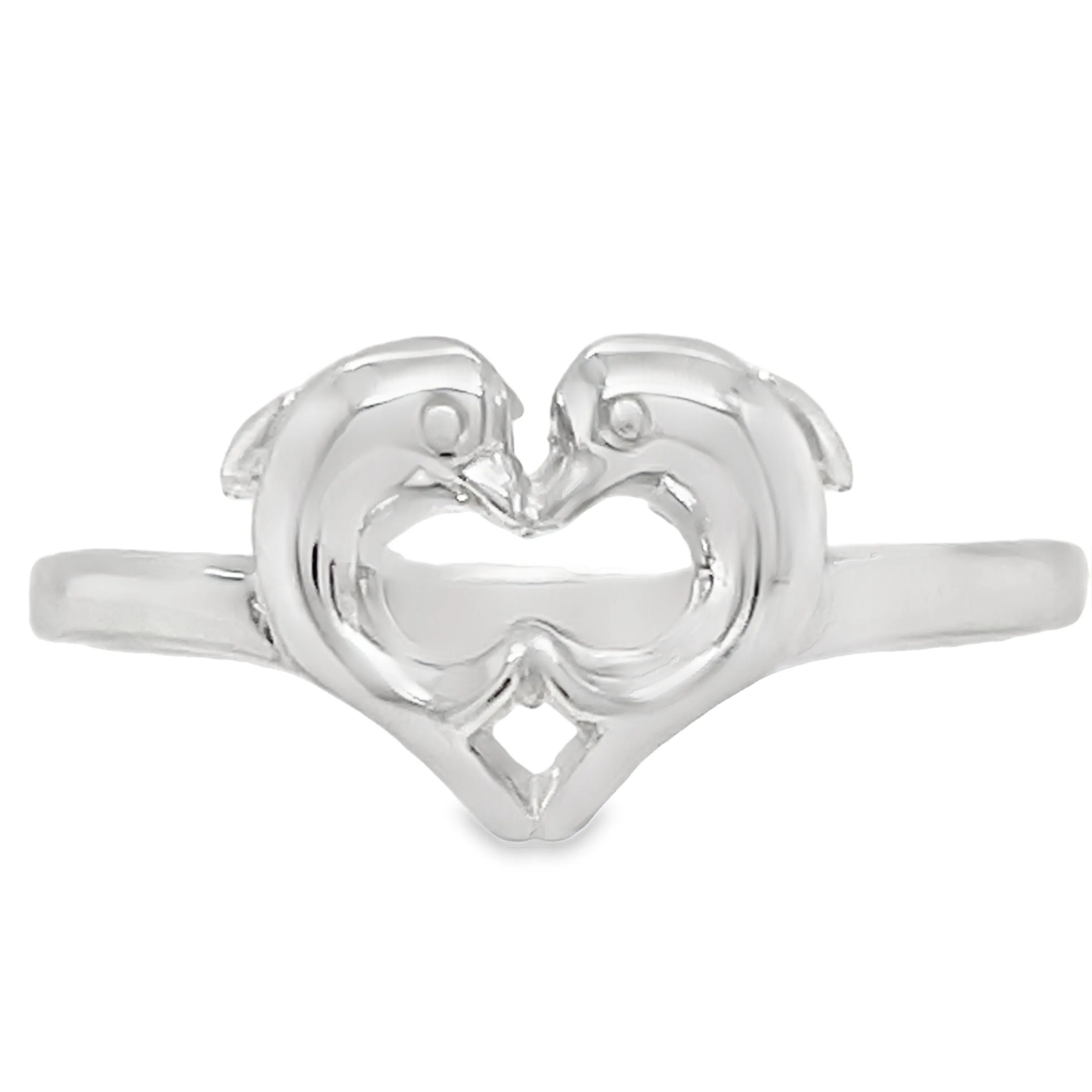 R347 Dolphin Heart Ring