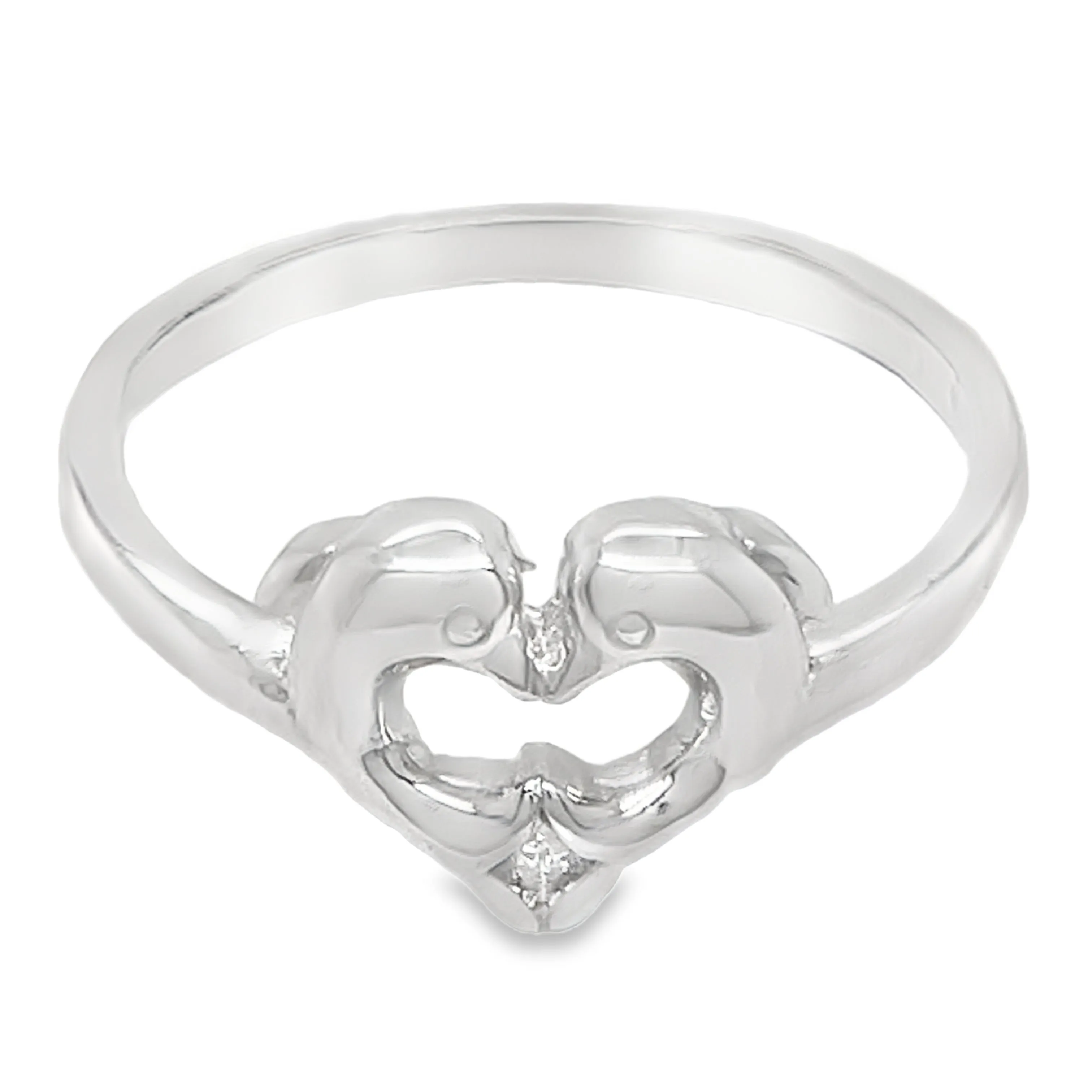 R347 Dolphin Heart Ring