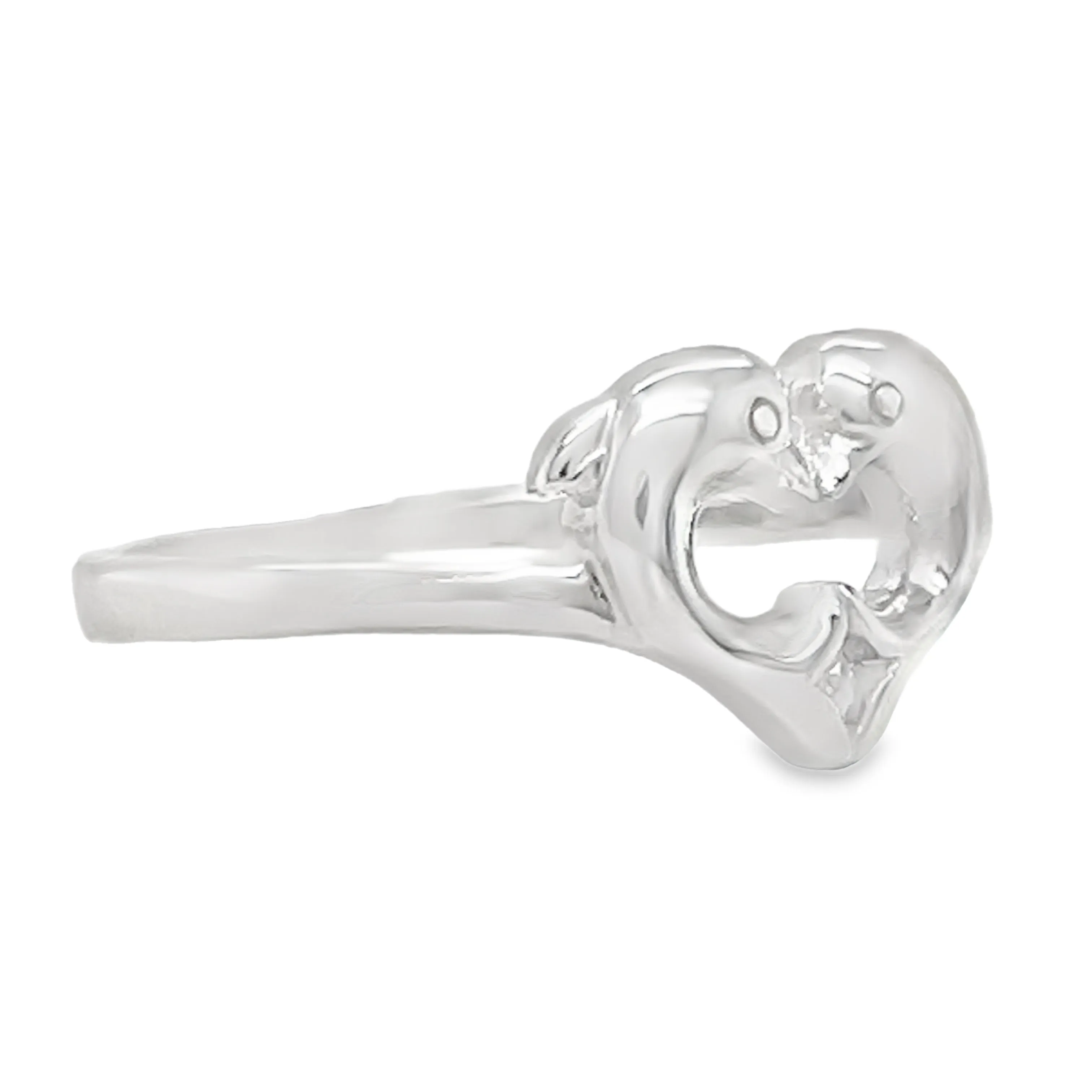 R347 Dolphin Heart Ring