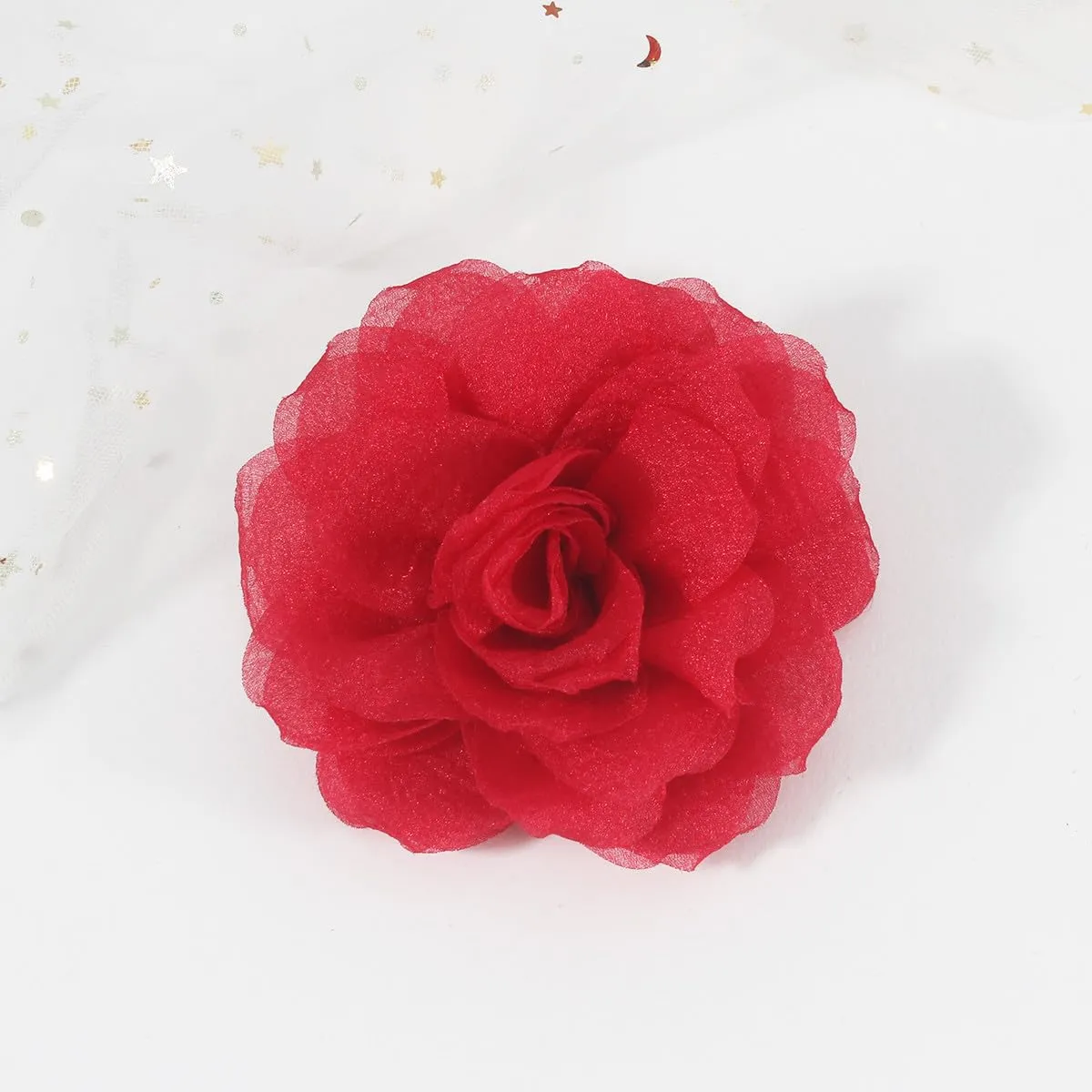 Rose Flower Brooches and Pins for Women | Red Brooches for Women with Hair Clip | Hair Pins for Women & Flower Clips for Hair | Lapel Pins for Women | Hat Pins for Women, Rose Pin 4.3 Inches, Red