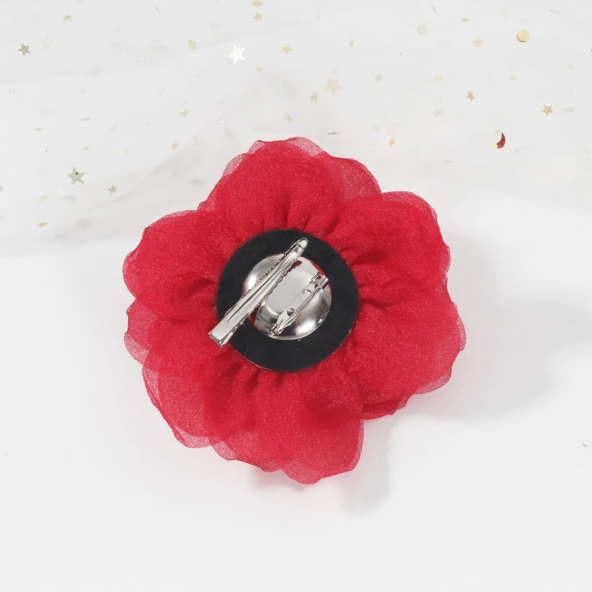Rose Flower Brooches and Pins for Women | Red Brooches for Women with Hair Clip | Hair Pins for Women & Flower Clips for Hair | Lapel Pins for Women | Hat Pins for Women, Rose Pin 4.3 Inches, Red