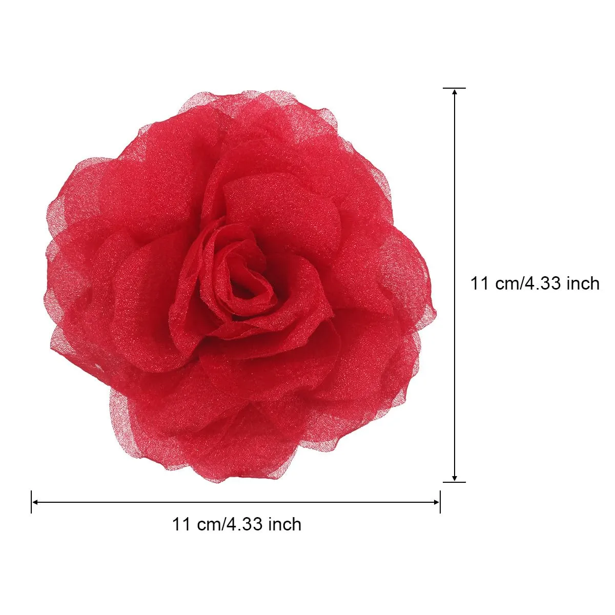 Rose Flower Brooches and Pins for Women | Red Brooches for Women with Hair Clip | Hair Pins for Women & Flower Clips for Hair | Lapel Pins for Women | Hat Pins for Women, Rose Pin 4.3 Inches, Red
