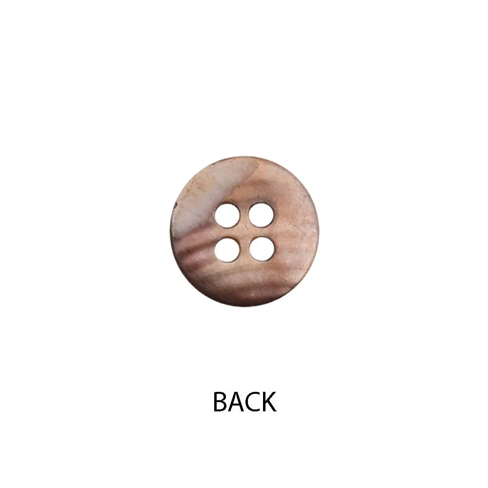 Round Rim Glossy 4 Hole Natural Iridescent Brown Shirt Buttons