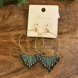 Shimmering Glass Bead Tassel Earrings