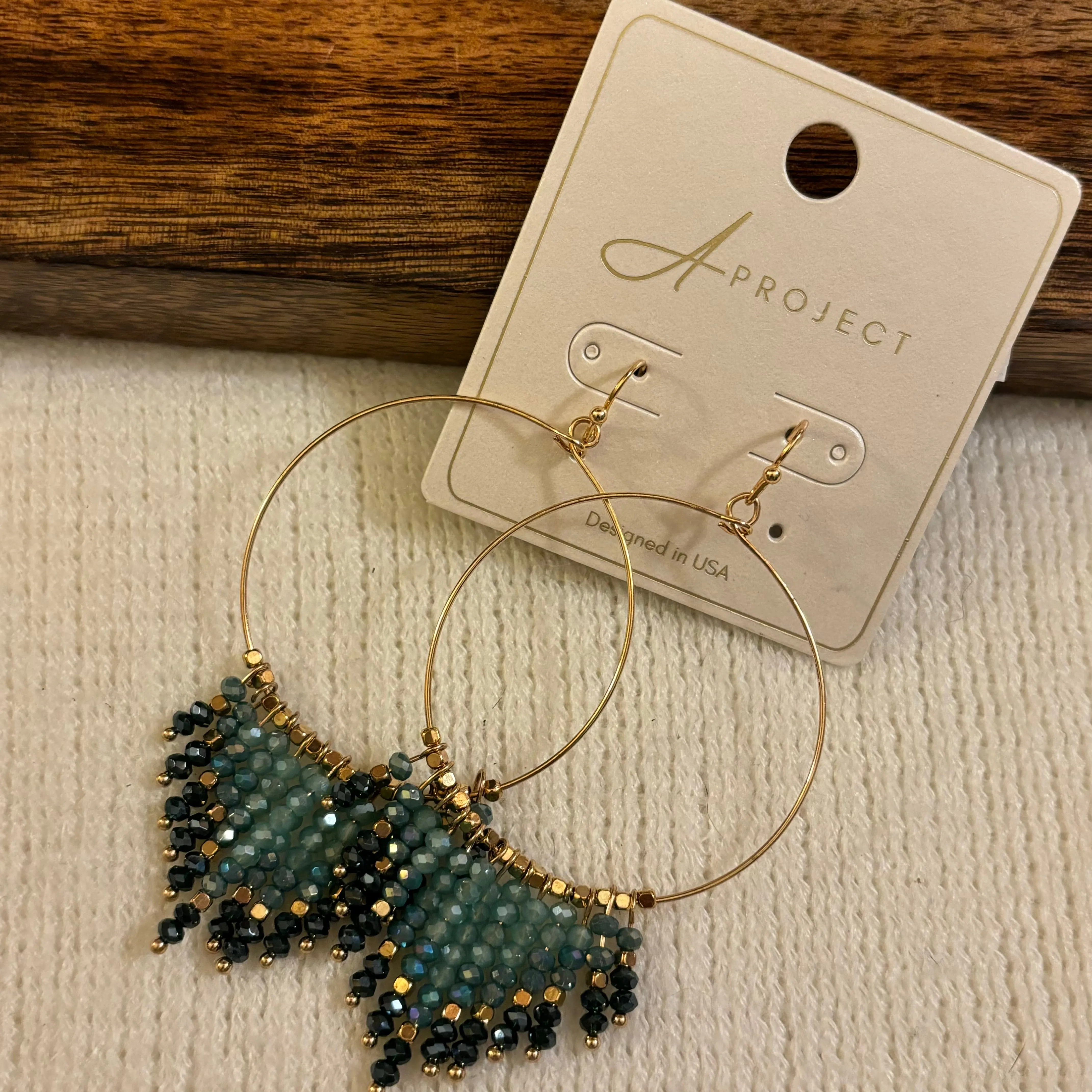 Shimmering Glass Bead Tassel Earrings