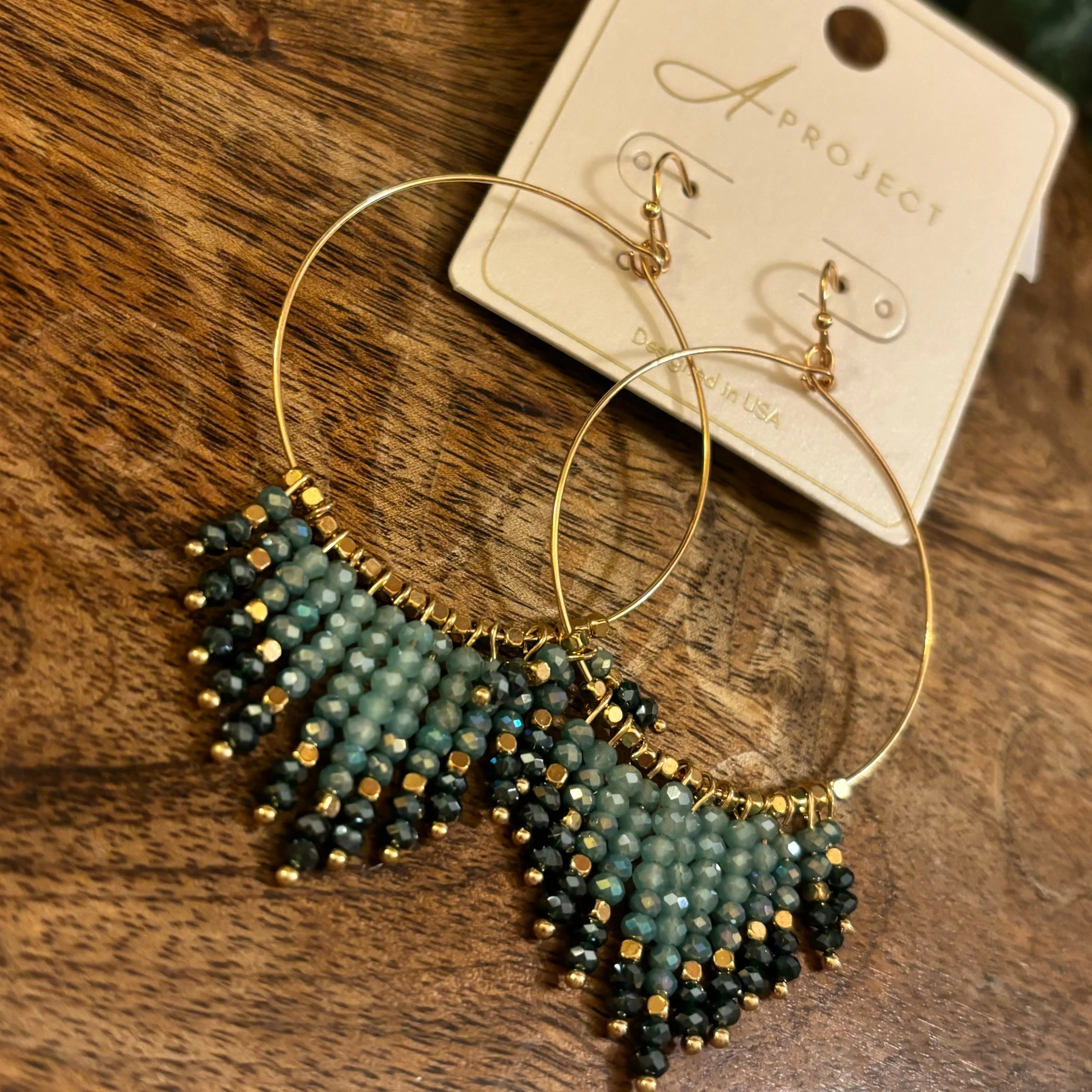 Shimmering Glass Bead Tassel Earrings