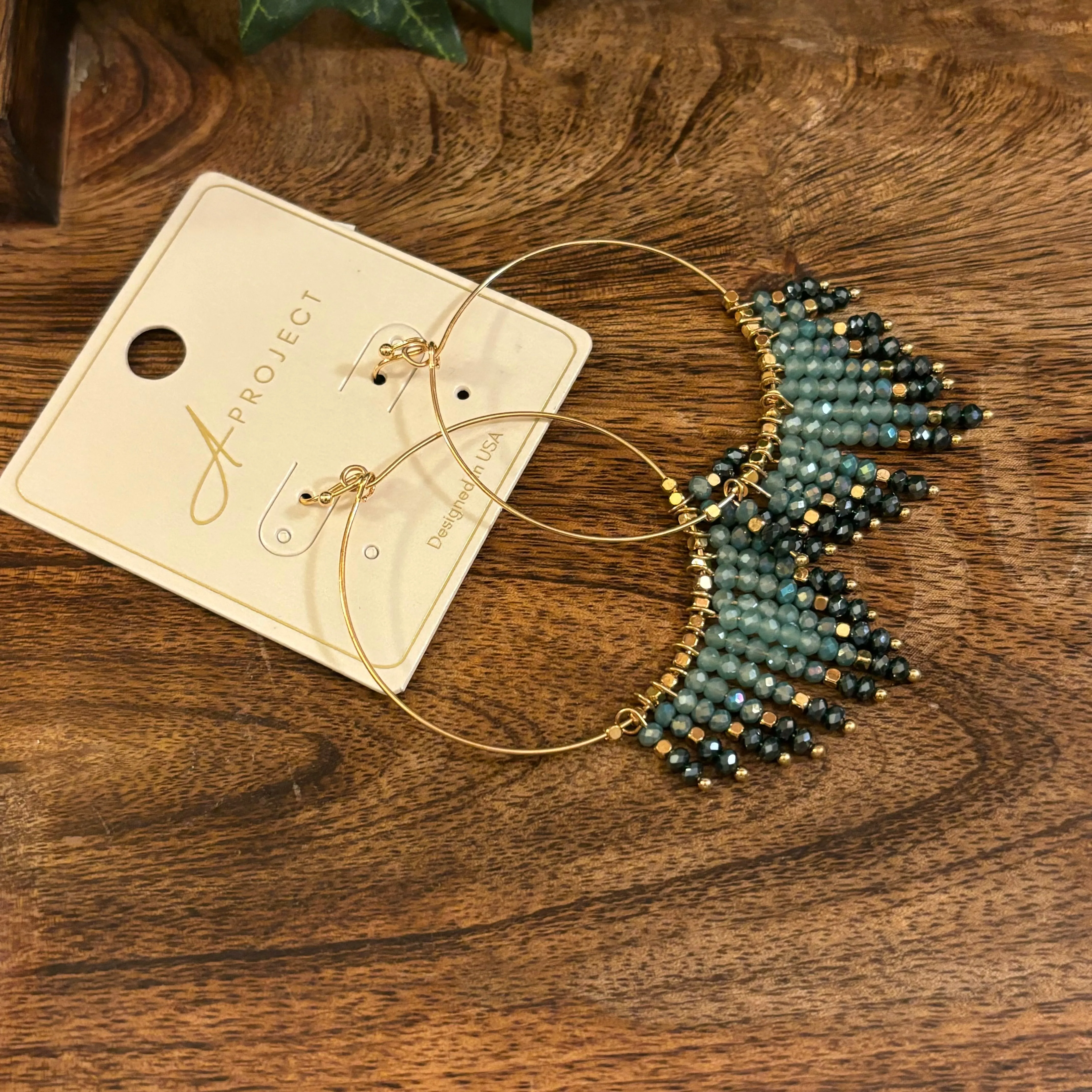 Shimmering Glass Bead Tassel Earrings