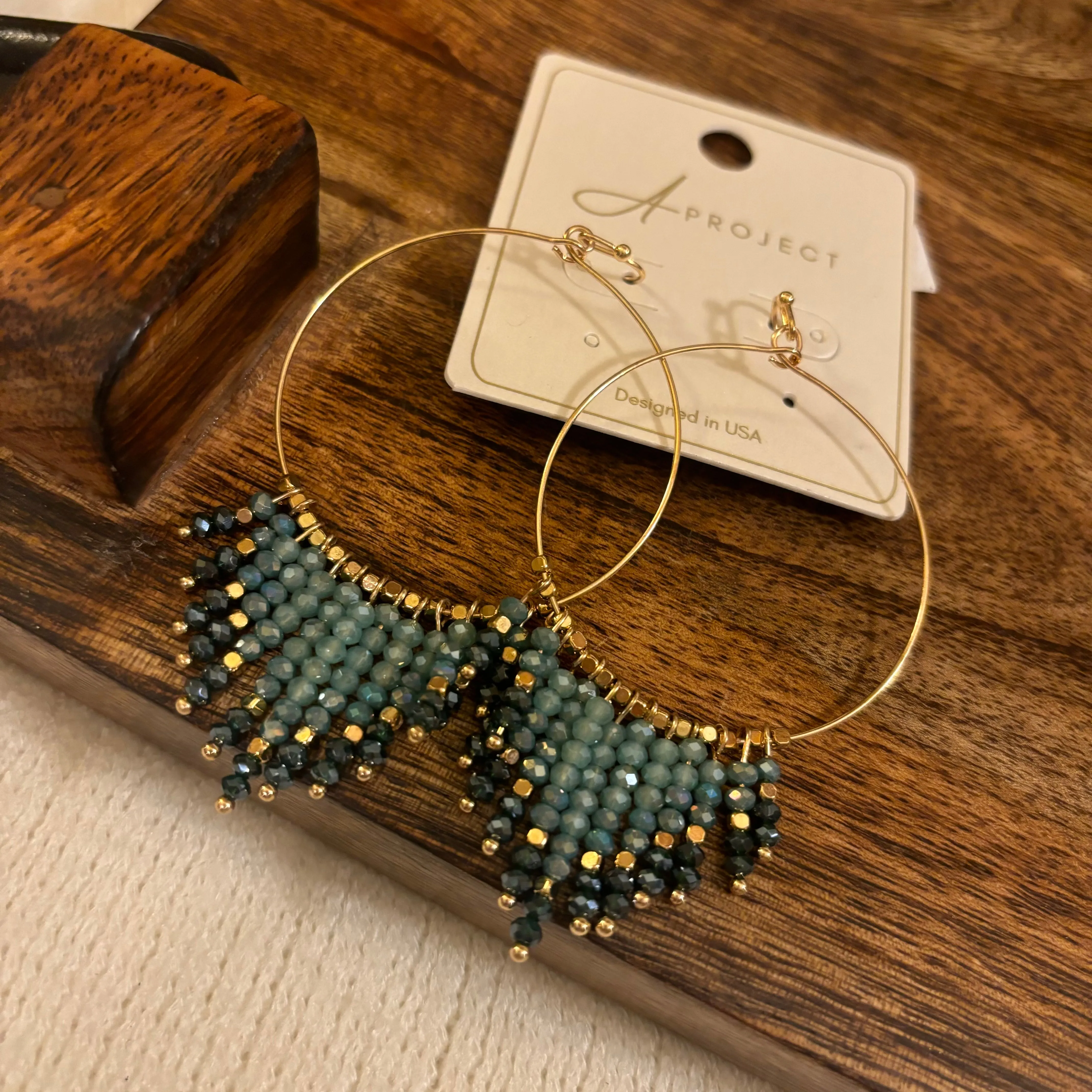 Shimmering Glass Bead Tassel Earrings