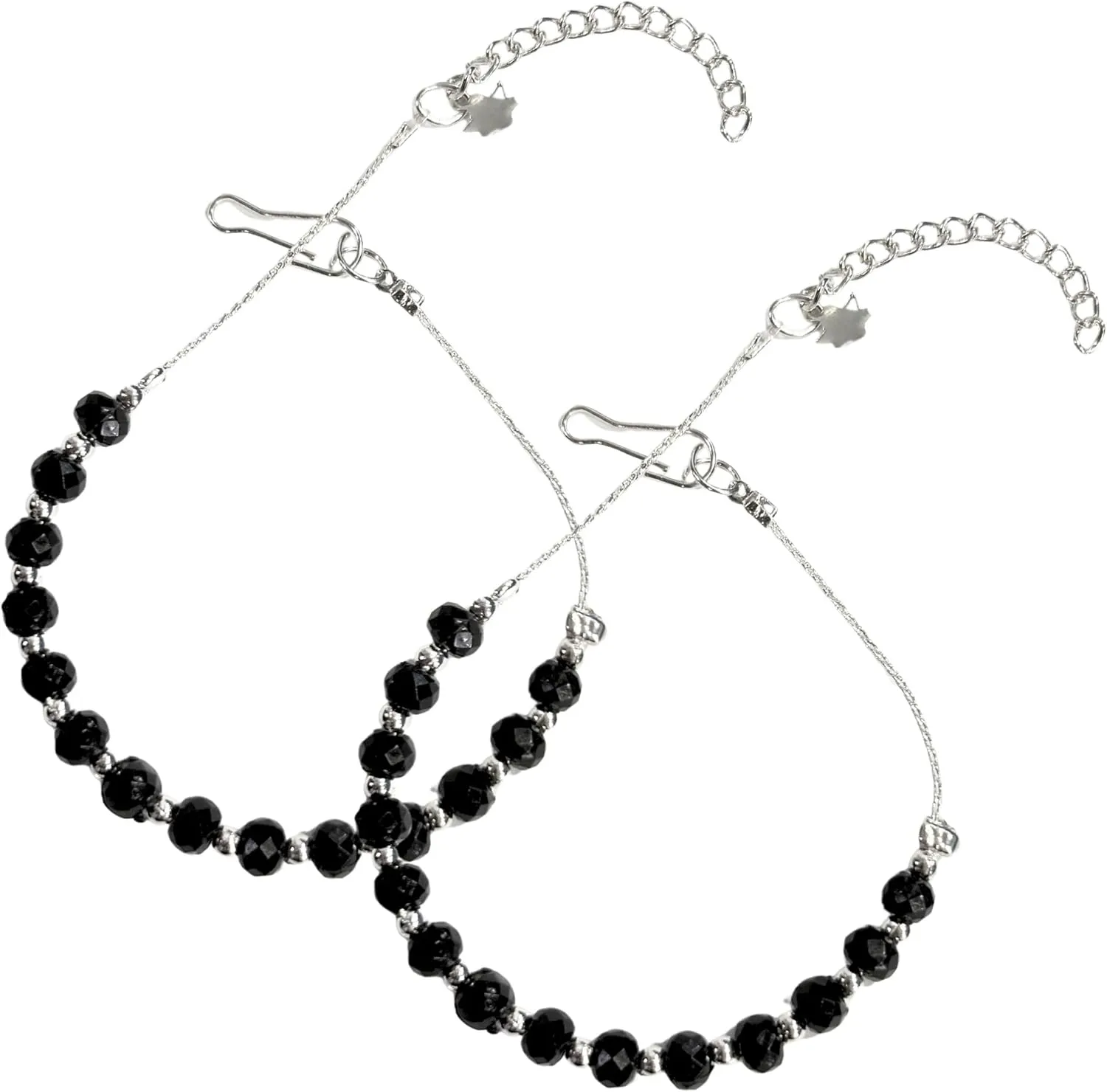 Small Black Bead Anklets for Women Beach Foot Ankle Bracelet Cute Colorful Boho Beaded Anklets 8 inches.